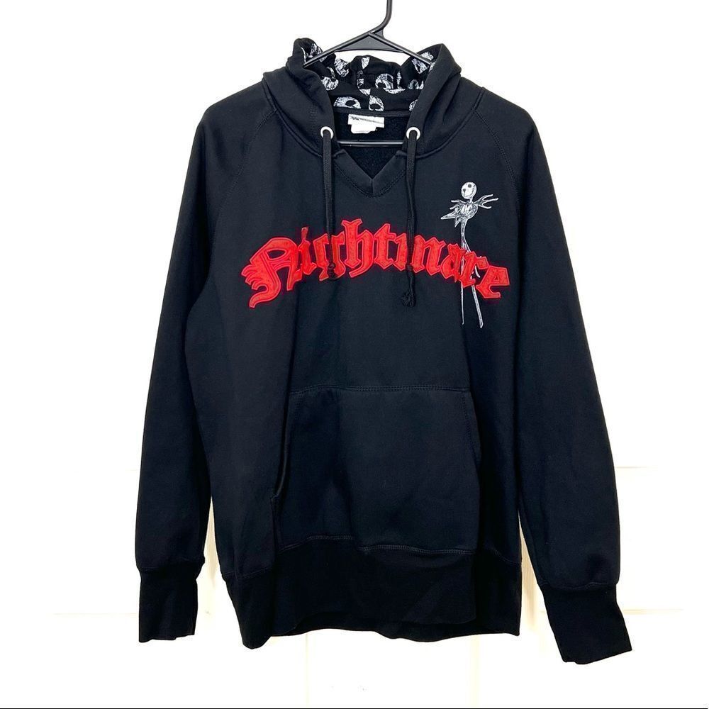 Disney Parks Nightmare Before Christmas Jack Skellington Black Pullover Hoodie L